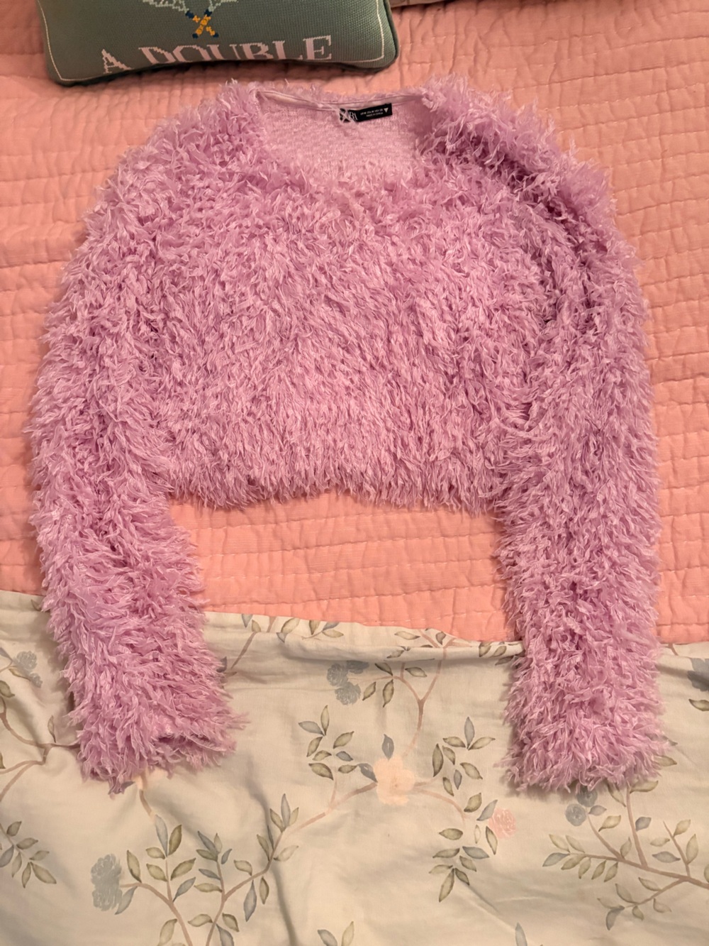 Zara Feather Effect Purple Long Sleeve Sweater Top - Picture 3 of 4